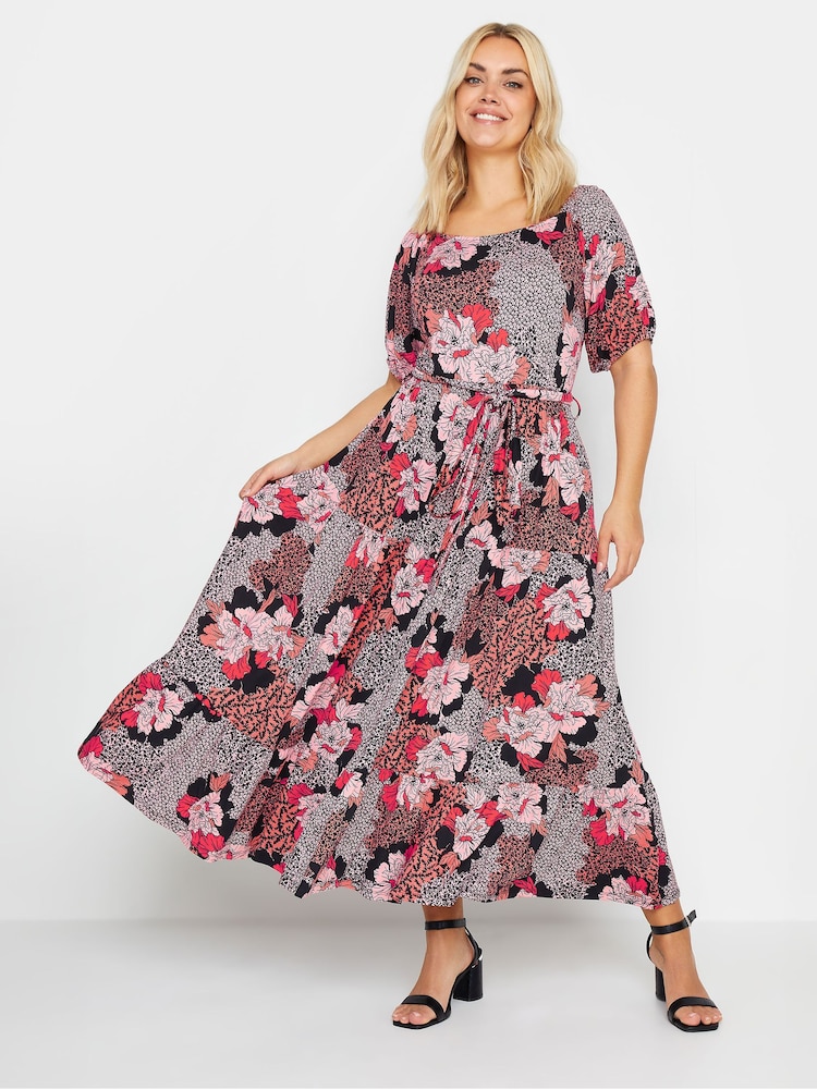 Yours Curve Red Tiered Maxi Dress - Image 1 of 4