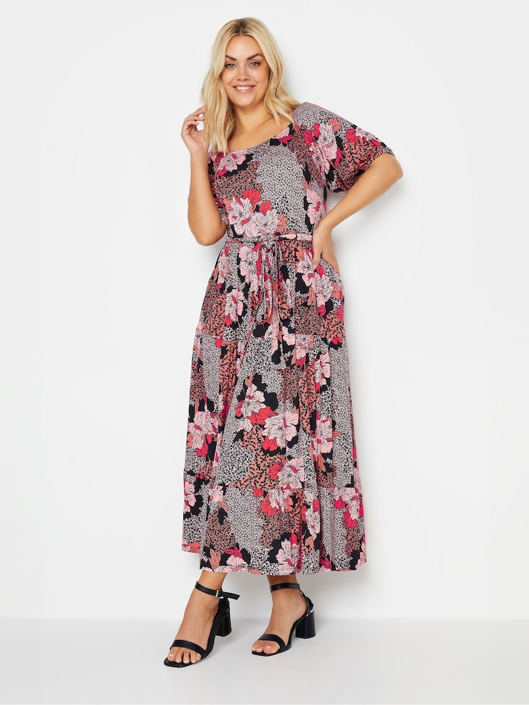 Yours Curve Red Tiered Maxi Dress - Image 2 of 4