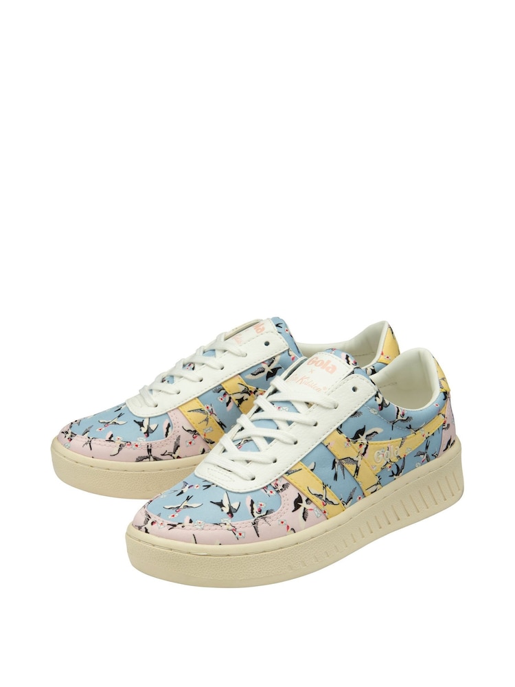 Gola Blue Yellow Cath Kidston Grandslam HD Lace Up Trainers - Image 2 of 4