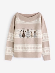 Neutral Christmas Tree Knitted Christmas Jumper - Image 6 of 8