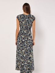 Apricot Blue Ditsy Botanical Floral Maxi Dress - Image 2 of 4