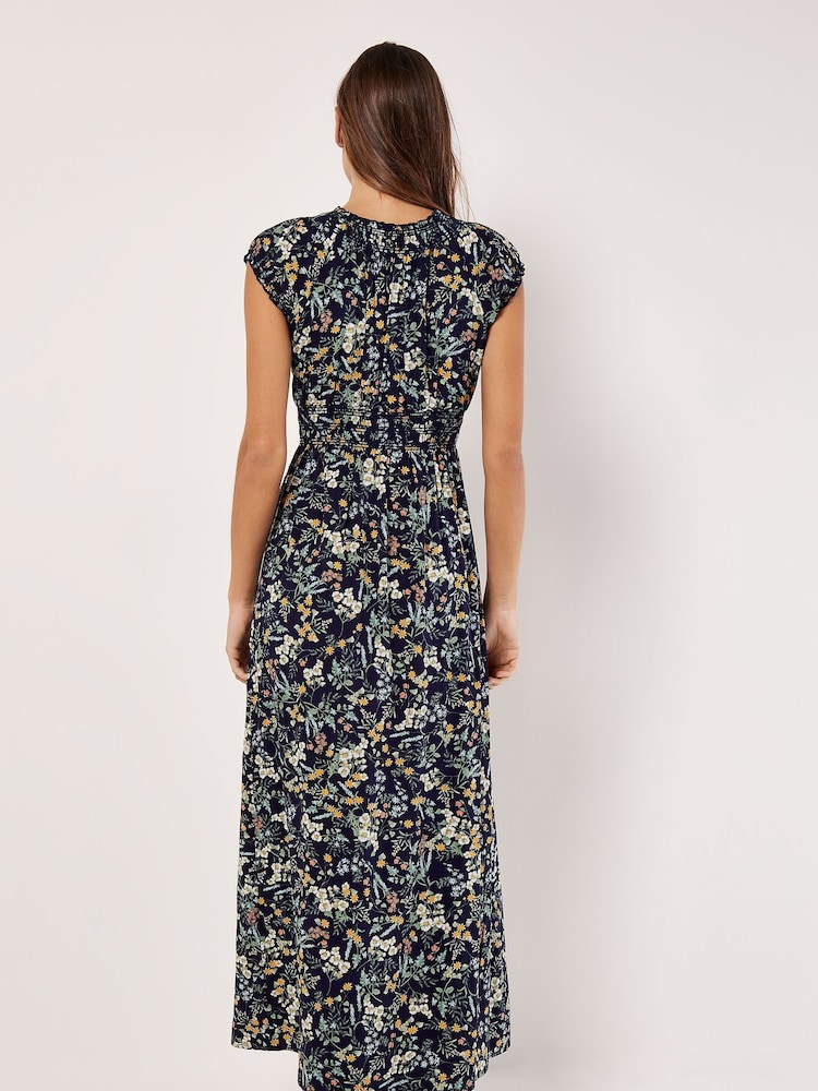 Apricot Blue Ditsy Botanical Floral Maxi Dress - Image 2 of 4