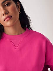 Pink Oversized Relaxed Fit Heavyweight Brushed Longline Crew Neck Sweatshirt - Image 4 of 6
