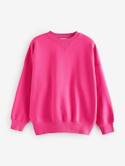 Pink Oversized Relaxed Fit Heavyweight Brushed Longline Crew Neck Sweatshirt - Image 5 of 6