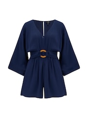 Pour Moi Blue Crinkle O Ring Beach Playsuit - Image 4 of 4