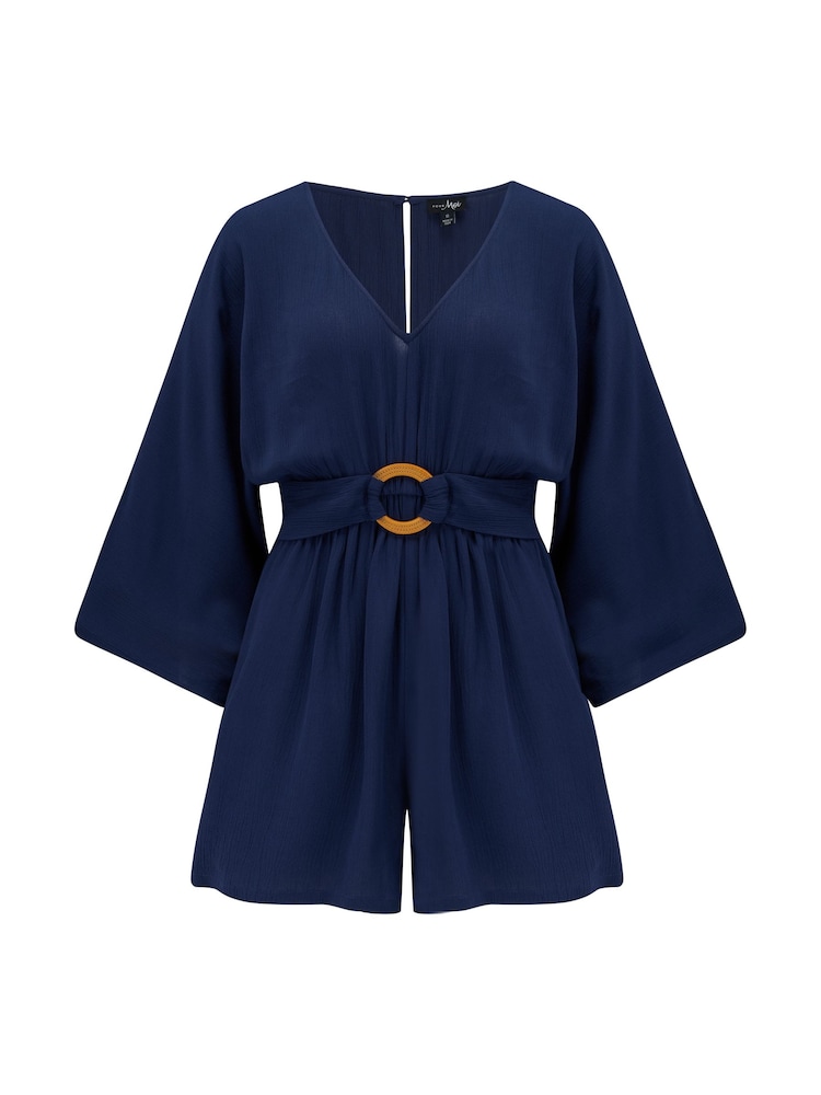 Pour Moi Blue Crinkle O Ring Beach Playsuit - Image 4 of 4