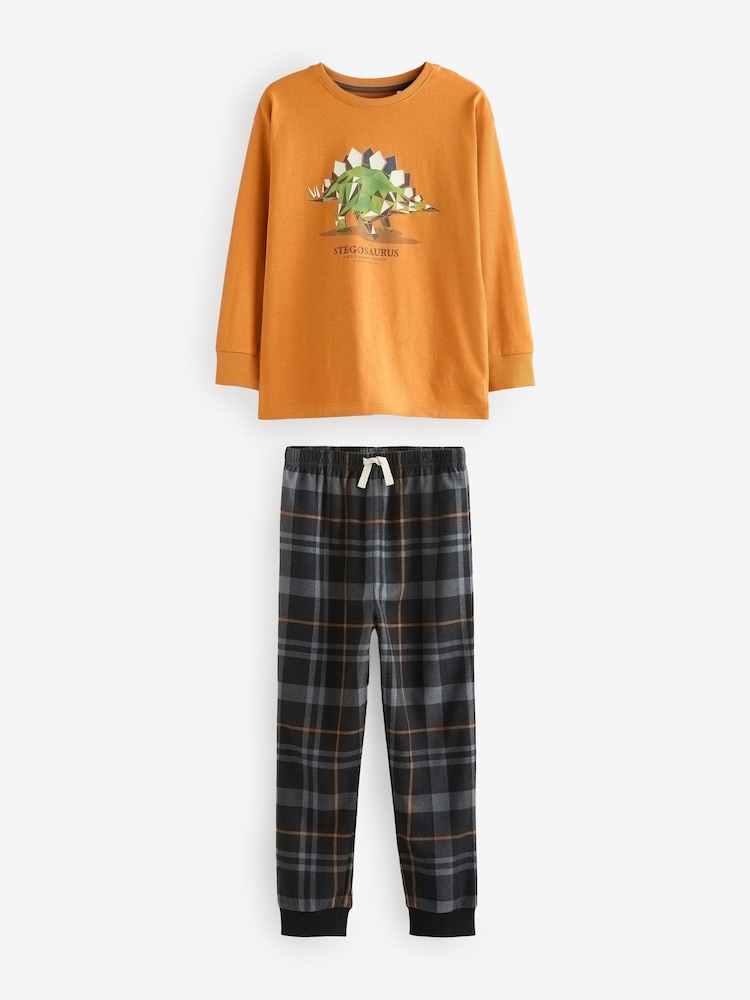 Ocre Jaune Dino Carreaux - Pyjama en laine polaire 2 Lot (3-14yrs) - Image 4 of 9
