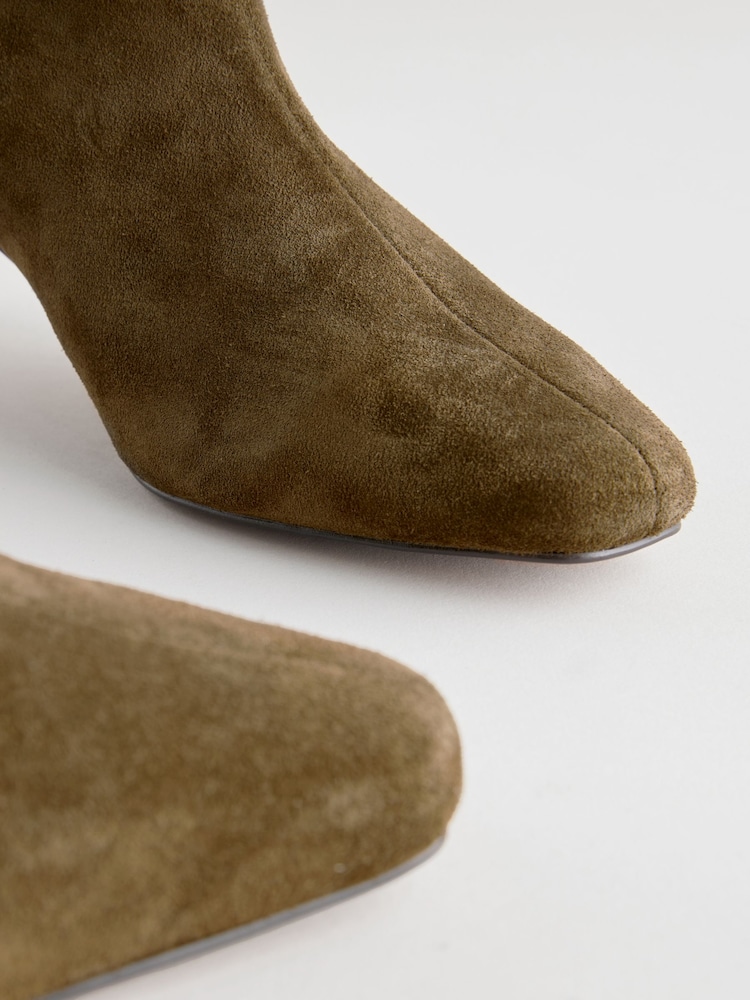 Khaki Green Suede Forever Comfort® Suede Knee High Heeled Boots - Image 6 of 7