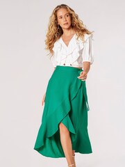 Apricot Green Big Ruffle Maxi Skirt - Image 1 of 5