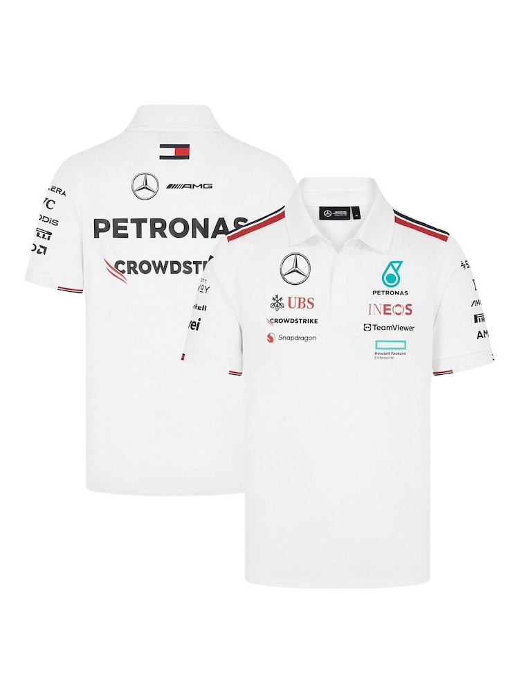 Fanatics Mercedes AMG Petronas F1 2024 Team White Polo Shirt - Image 1 of 3