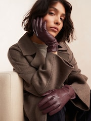 Burgundy Red Leather Gloves - Image 1 of 3