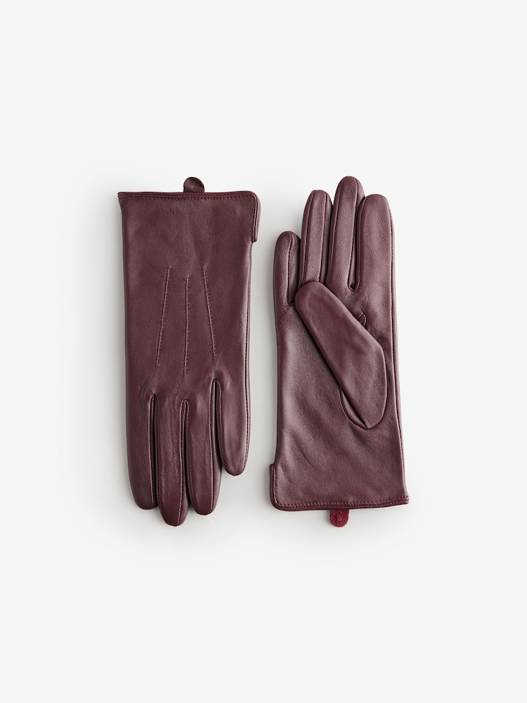 Burgundy Red Leather Gloves - Image 3 of 3