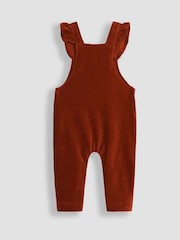 JoJo Maman Bébé Rust Orange Hedgehog Appliqué Velour Dungarees and Top Set - Image 3 of 6