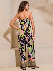 Lipsy Black Knot Front Cami Summer Holiday Jumpsuit - Image 2 of 4