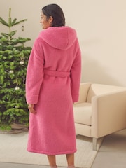 Bright Pink Long Teddy Dressing Gown - Image 2 of 4