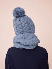 Mineral Blue Cable Knit Snood (1-16yrs) - Image 2 of 6