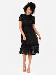 Puff Sleeve Tiered Hem Midi Dress With Frills - Image 5 of 5