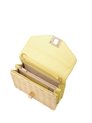 Dune London Yellow Mini Dassia Turnlock Wicker Cross-Body Bag - Image 7 of 7