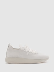 Reiss White Time Hybrid Knit Trainers - Image 1 of 5