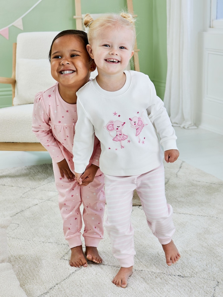 JoJo Maman Bébé Pink Mouse Pyjamas 2 Pack - Image 11 of 11