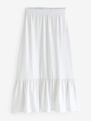 JDY White Petite Jersey Broderie Tiered Summer Maxi Skirt - Image 1 of 1