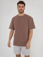 Threadbare Taupe Relaxed Fit Textured T-Shirt - Image 1 of 4