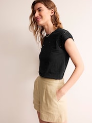 Boden Black Sasha Broderie T-Shirt - Image 3 of 5