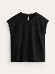 Boden Black Sasha Broderie T-Shirt - Image 5 of 5