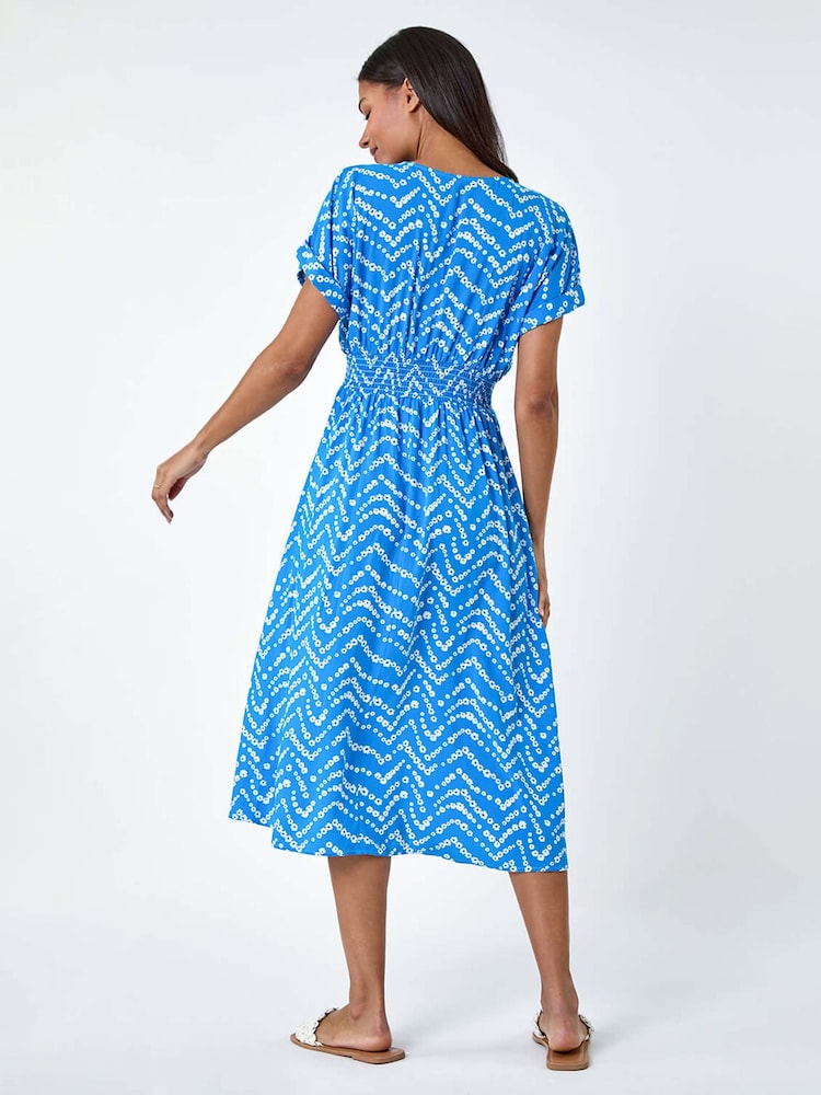 blue zig zag dress The Bay Dress (Blue Zig Zag Print) | Luxury Silk Dress