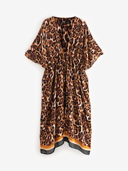 Animal Tie Front Maxi Length 100% Cotton Kimono - Image 7 of 9