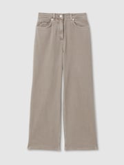 Reiss Neutral Layla Petite Relaxed Garment Dyed Wide Leg Jeans - Image 2 of 7