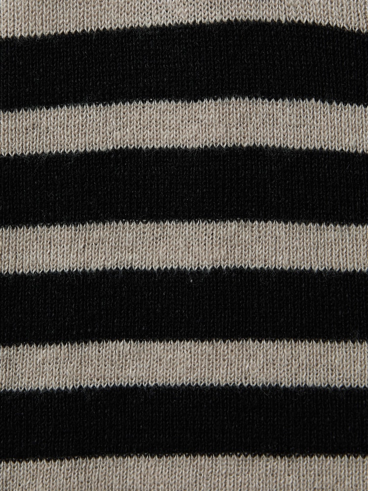 Reiss Black/Camel Everlyn Linen-Wool Striped Knitted Vest - Image 5 of 5