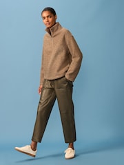 Brown Borg Fleece Quarter Zip Neck Sweat Top - Image 2 of 7