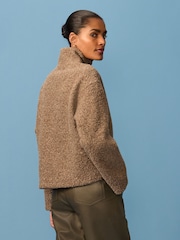 Brown Borg Fleece Quarter Zip Neck Sweat Top - Image 3 of 7