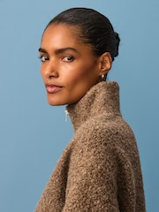 Brown Borg Fleece Quarter Zip Neck Sweat Top - Image 4 of 7