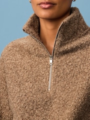 Brown Borg Fleece Quarter Zip Neck Sweat Top - Image 5 of 7