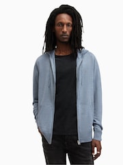 AllSaints Blue Mode Merino Zip Hoodie - Image 1 of 6