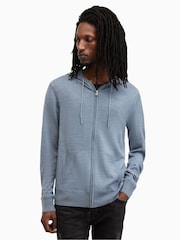 AllSaints Blue Mode Merino Zip Hoodie - Image 4 of 6