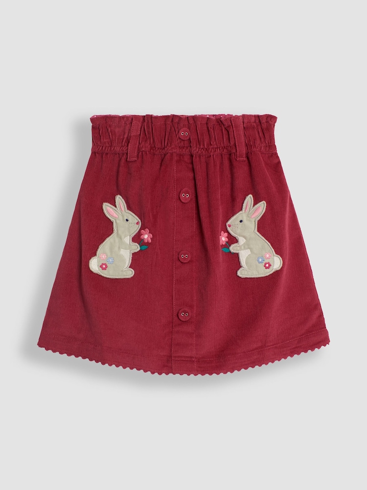 JoJo Maman Bébé Pink Bunny Applique Cord Paper Bag Waistband Skirt - Image 2 of 5
