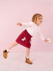 JoJo Maman Bébé Pink Bunny Applique Cord Paper Bag Waistband Skirt - Image 5 of 5