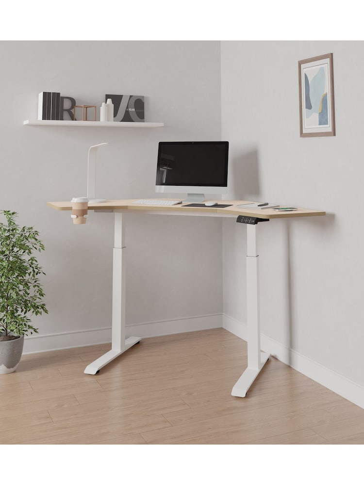 Koble Ash Gino Corner Height Adjustable Desk - Image 2 of 6