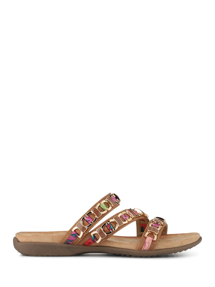 Pavers Brown Triple-Strapped Mules - Image 2 of 6 Pavers Brown Triple-Strapped Mules - Image 2 of 6