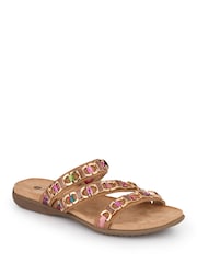 Pavers Brown Triple-Strapped Mules - Image 3 of 6