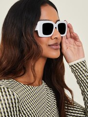 Accessorize White Soft Square Frame Sunglasses - Image 3 of 3