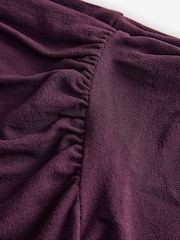 Burgundy Red Long Sleeve Asymmetric Gathered Top - Image 8 of 8