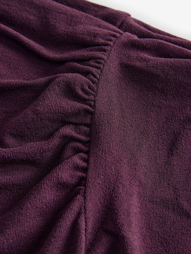 Burgundy Red Long Sleeve Asymmetric Gathered Top - Image 8 of 8
