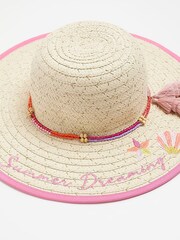 River Island Brown Girls Summer Dreaming Straw Hat - Image 2 of 2