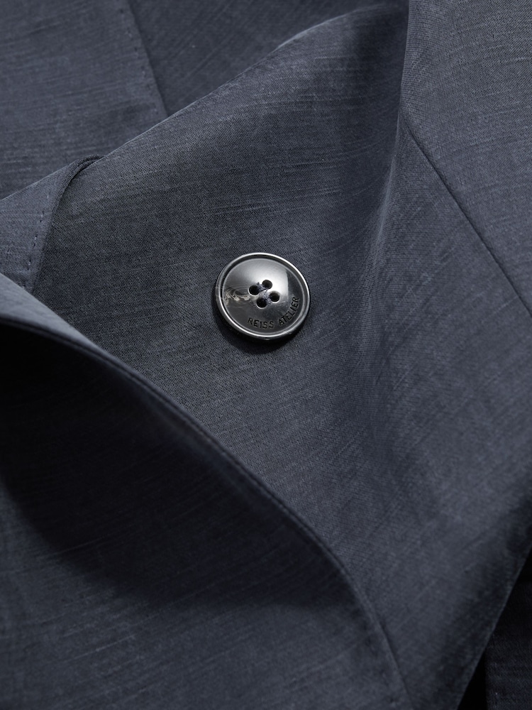Reiss Navy Olivia Cupro Double Breasted Suit Blazer - Image 5 of 5