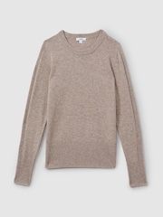 Reiss Neutral Annie Wool Blend Crew Neck Jumper with Cashmere - Image 2 of 5