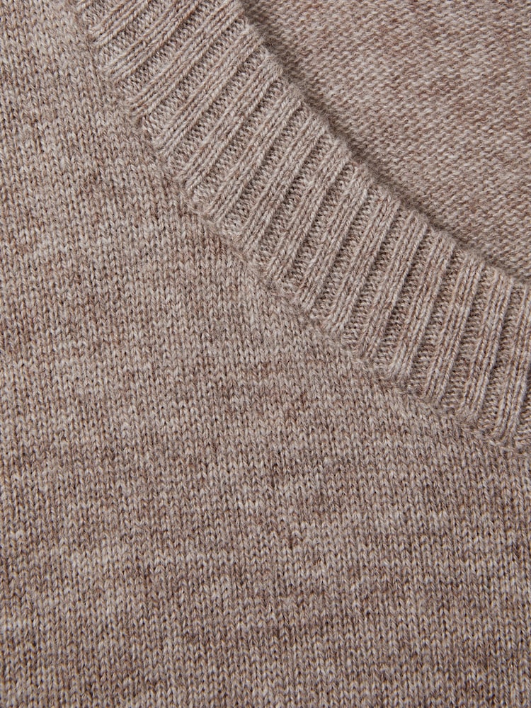 Reiss Neutral Annie Wool Blend Crew Neck Jumper with Cashmere - Image 5 of 5